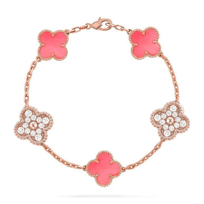 [Star Jewelry] CLOVER 5 MOTIFS  PINK MOP BRACELET COLLECTION
