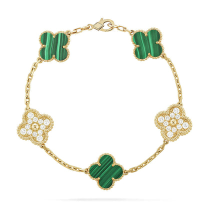 [Star Jewelry] CLOVER 5 MOTIF MALACHITE BRACELET COLLECTION