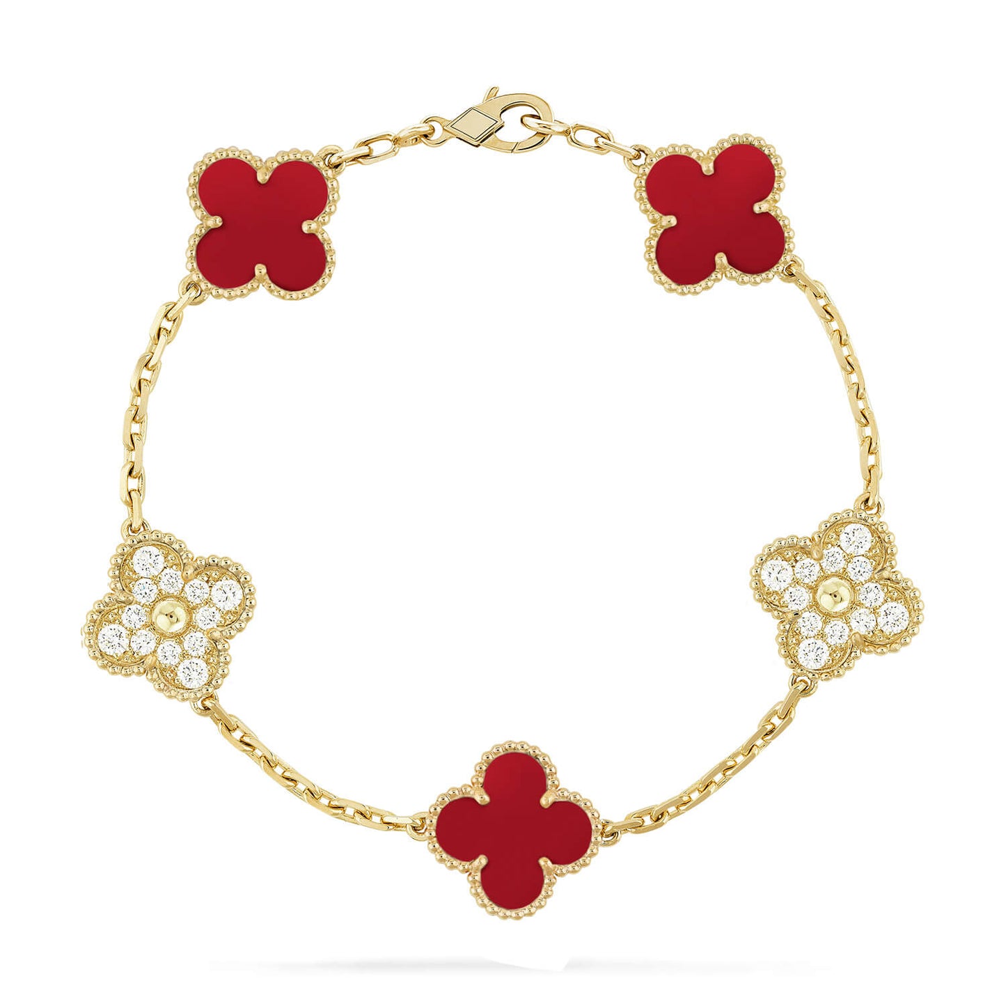 [Star Jewelry] CLOVER 5 MOTIF RED CORNELIAN BRACELET COLLECTION