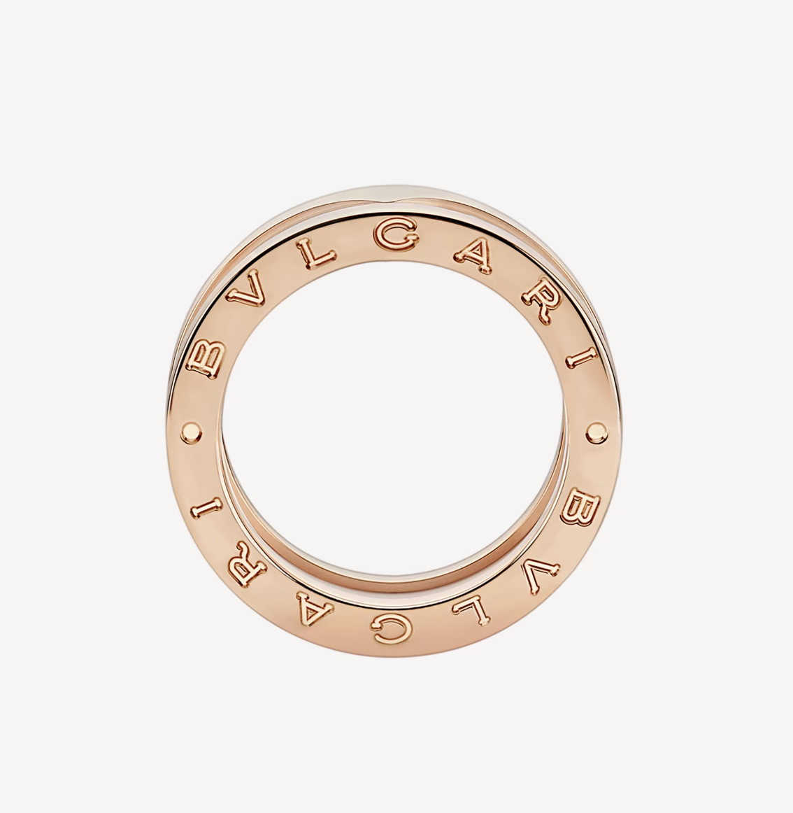 [Star Jewelry]ZERO 1 TWO-BAND LOOPS AND WHITE CERAMIC SPIRAL PINK GOLD RING