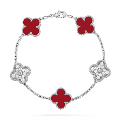 [Star Jewelry] CLOVER 5 MOTIF RED CORNELIAN BRACELET COLLECTION