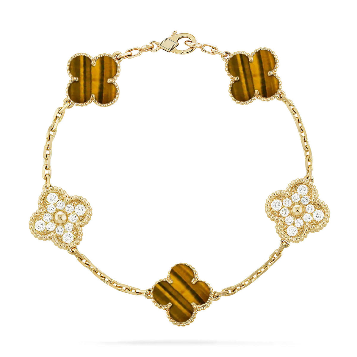 [Star Jewelry] CLOVER 5 MOTIFS TIGER EYE BRACELET COLLECTION