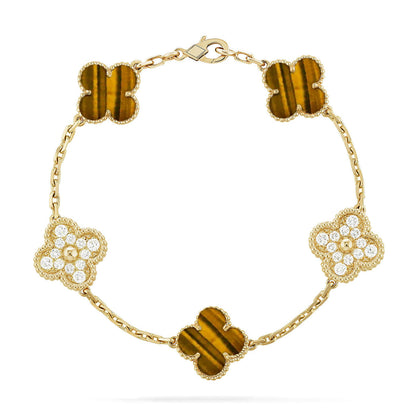 [Star Jewelry] CLOVER 5 MOTIFS TIGER EYE BRACELET COLLECTION