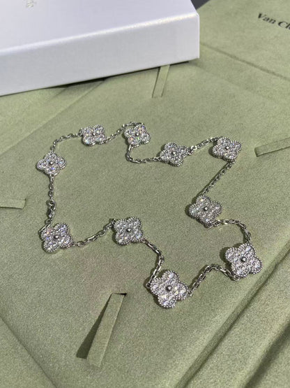 [Star Jewelry]CLOVER 10 MOTIFS  FULL DIAMOND NECKLACE