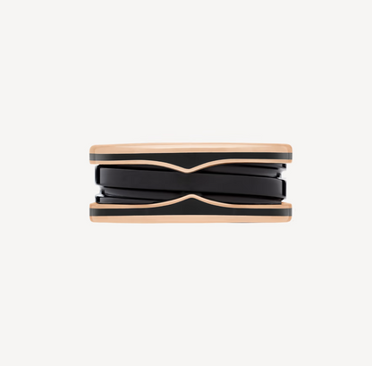 [Star Jewelry]ZERO 1 TWO-BAND WITH MATTE BLACK CERAMIC PINK GOLD RING