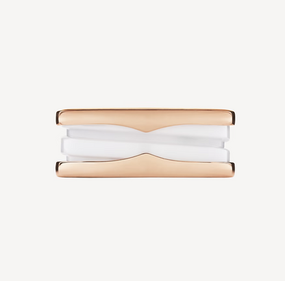 [Star Jewelry]ZERO 1 TWO-BAND LOOPS AND WHITE CERAMIC SPIRAL PINK GOLD RING