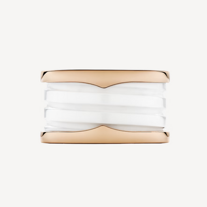 [Star Jewelry]ZERO 1 FOUR-BAND LOOPS AND WHITE CERAMIC SPIRAL PINK GOLD RING