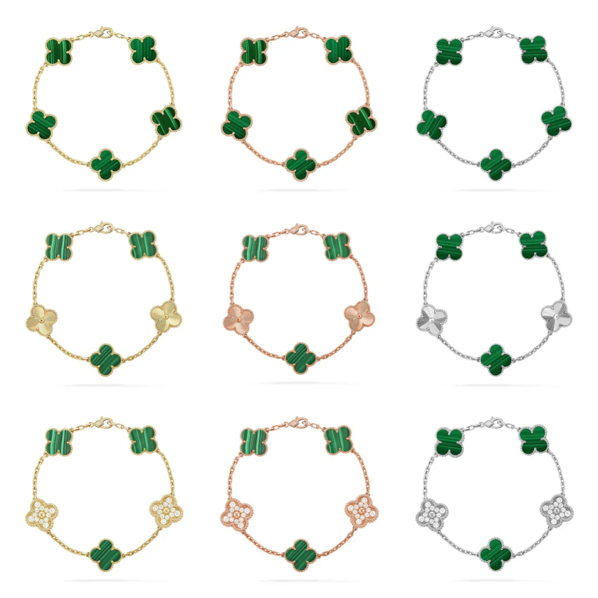 [Star Jewelry] CLOVER 5 MOTIF MALACHITE BRACELET COLLECTION