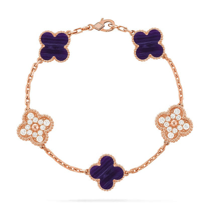 [Star Jewelry]CLOVER 5 MOTIF PURPLE STRIPES BRACELET COLLECTION