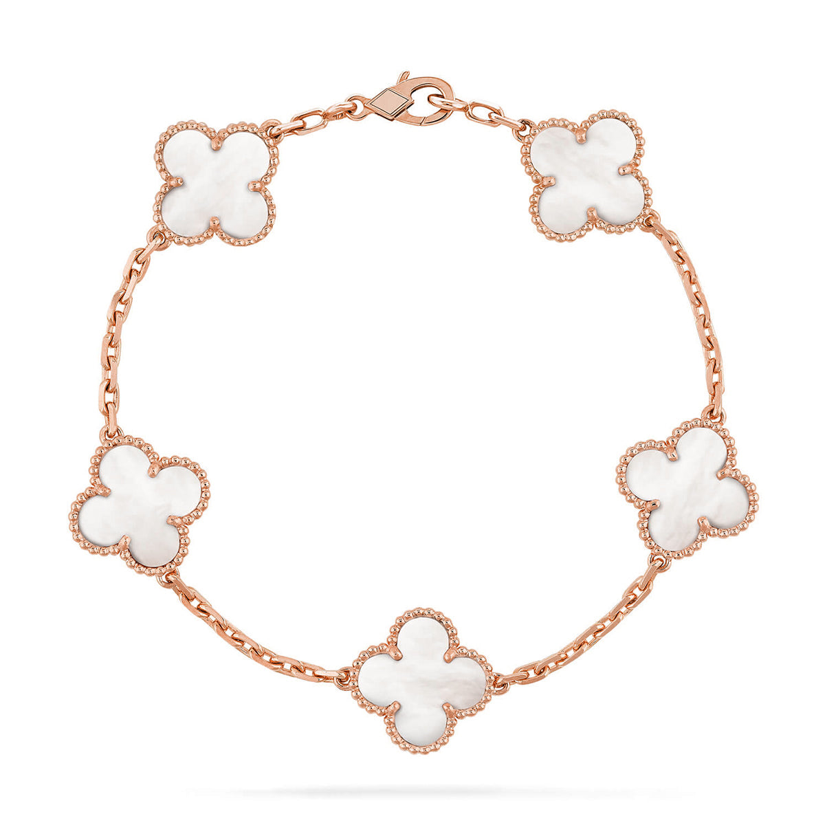 [Star Jewelry]CLOVER WHITE PEARL MOP 5 MOTIF BRACELET COLLECTION