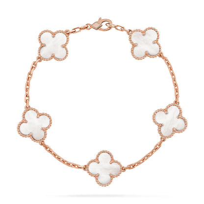 [Star Jewelry]CLOVER WHITE PEARL MOP 5 MOTIF BRACELET COLLECTION