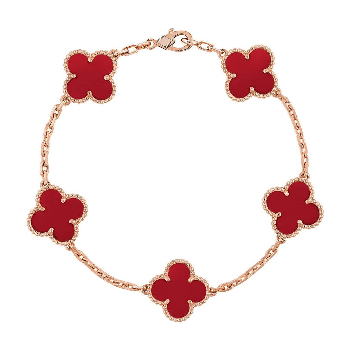 [Star Jewelry] CLOVER 5 MOTIF RED CORNELIAN BRACELET COLLECTION