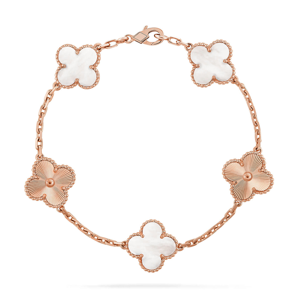[Star Jewelry]CLOVER WHITE PEARL MOP 5 MOTIF BRACELET COLLECTION