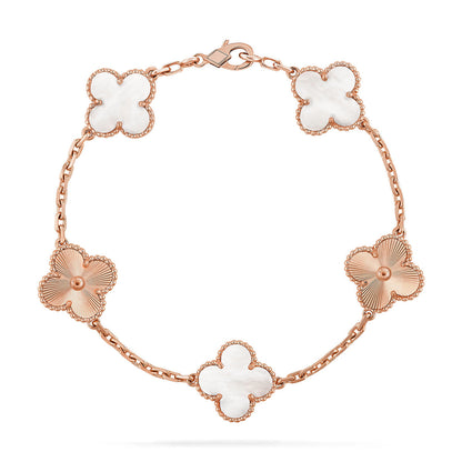 [Star Jewelry]CLOVER WHITE PEARL MOP 5 MOTIF BRACELET COLLECTION