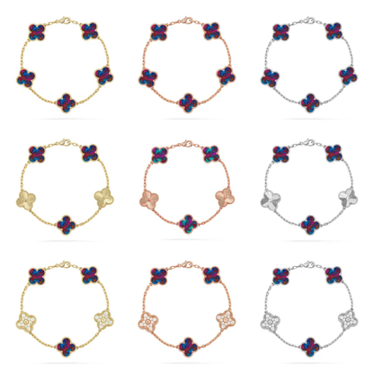 [Star Jewelry]CLOVER 5 MOTIF COLOR GEMSTONES BRACELET COLLECTION