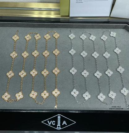 [Star Jewelry]CLOVER 20 MOTIFS FULL-DIAMOND NECKLACE