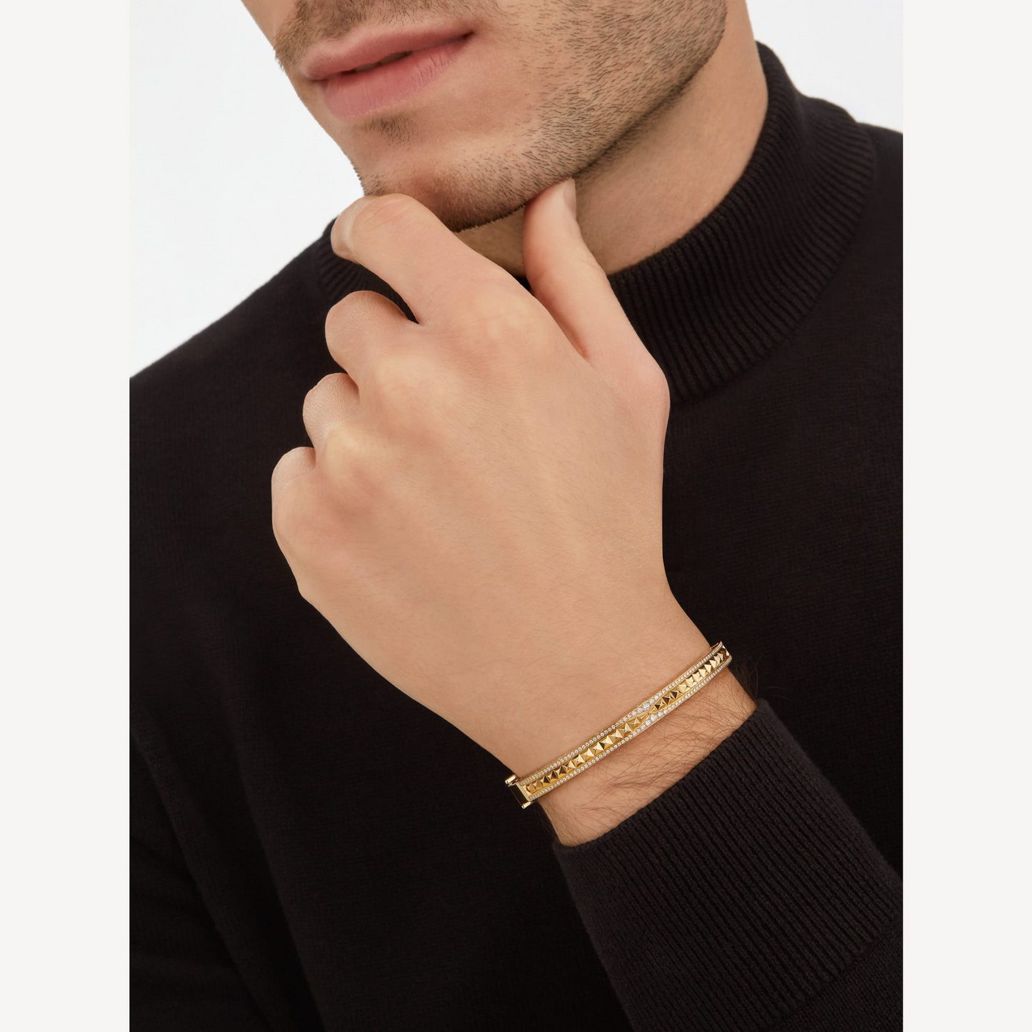 [Star Jewelry]ZERO 1 SPIRAL AND PAVED DIAMOND GOLD BRACELET