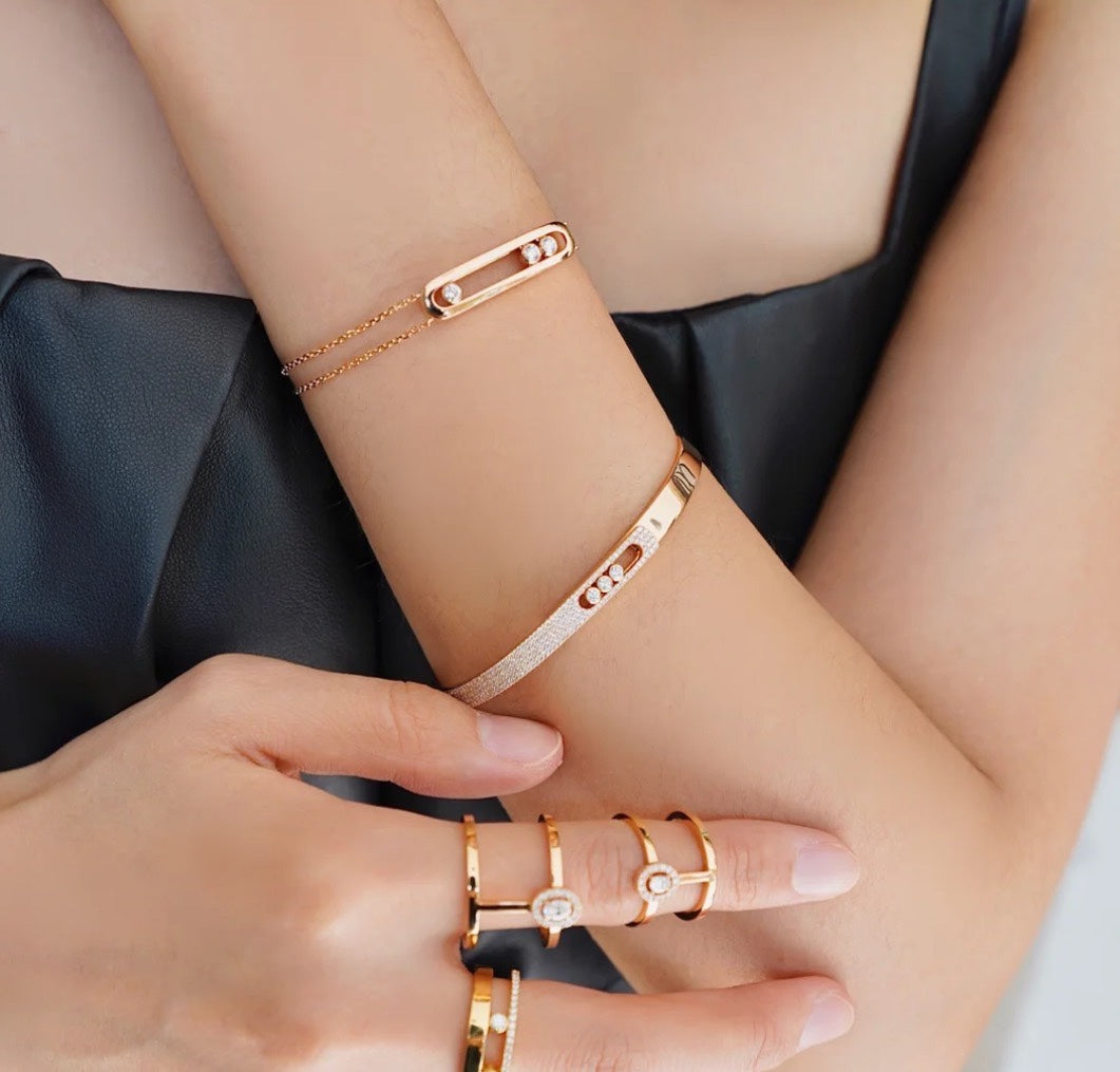 [Stars Jewelry]Move Noa Rose Gold Pavé Diamond Bangle Bracelet