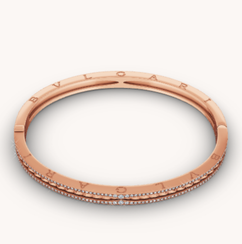 [Star Jewelry]ZERO 1 SPIRAL AND PAVED DIAMOND PINK GOLD BRACELET