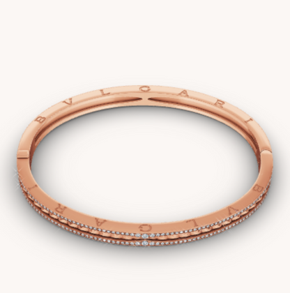 [Star Jewelry]ZERO 1 SPIRAL AND PAVED DIAMOND PINK GOLD BRACELET