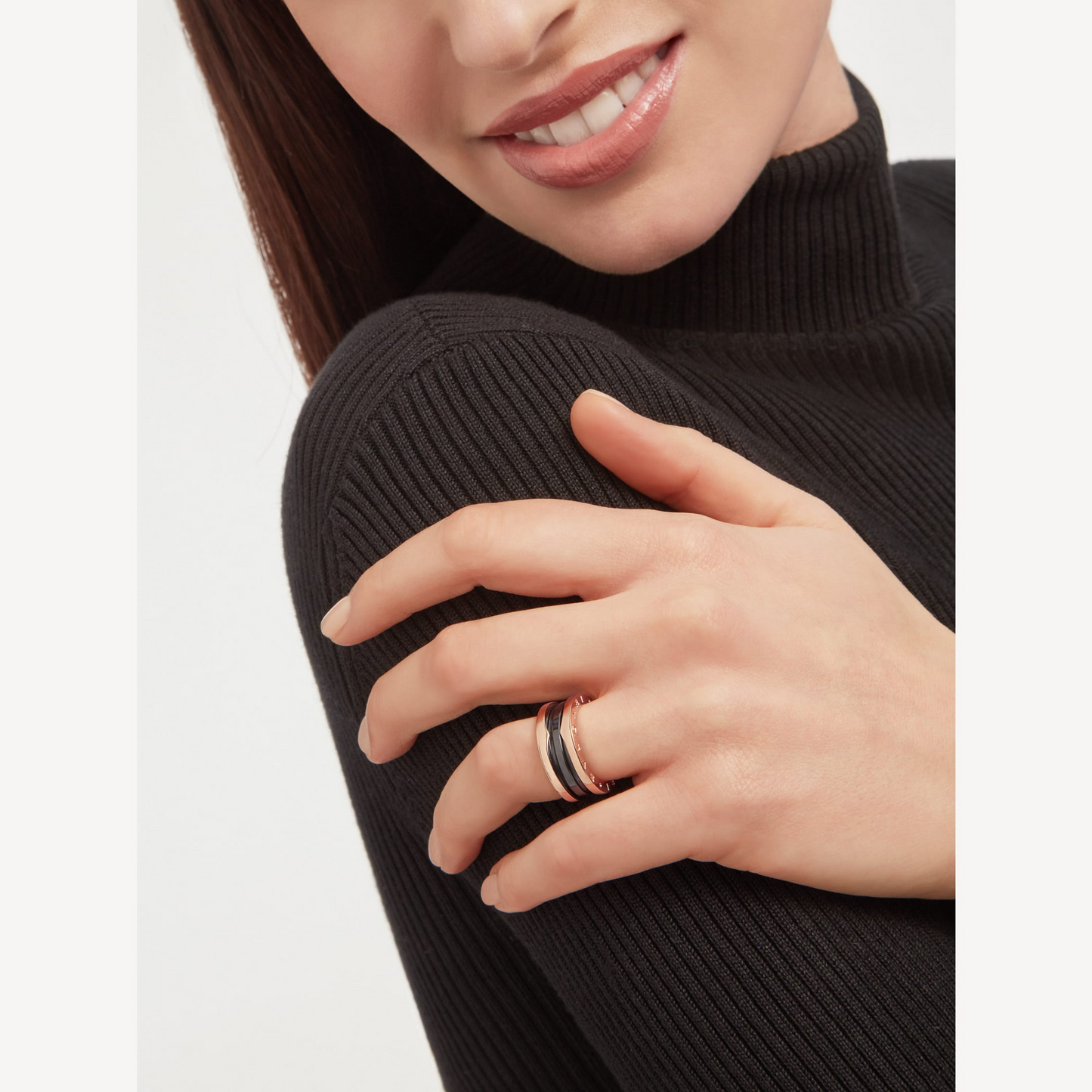 [Star Jewelry]ZERO 1 TWO-BAND LOOPS AND BLACK CERAMIC PINK GOLD RING