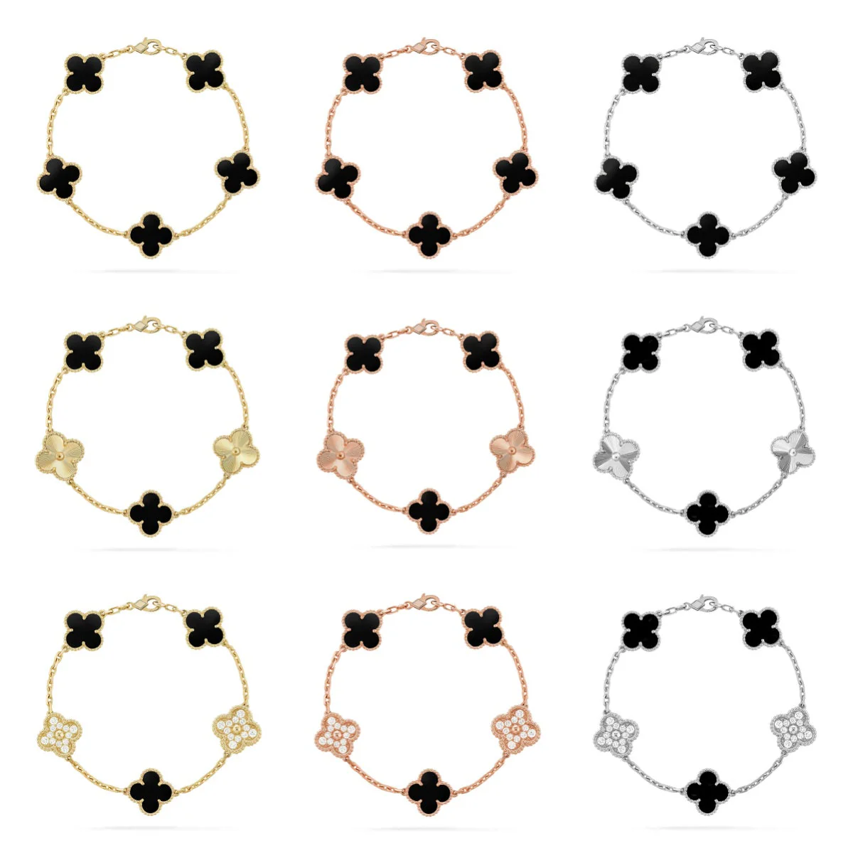 [Star Jewelry] CLOVER 5 MOTIF ONYXS BRACELET COLLECTION