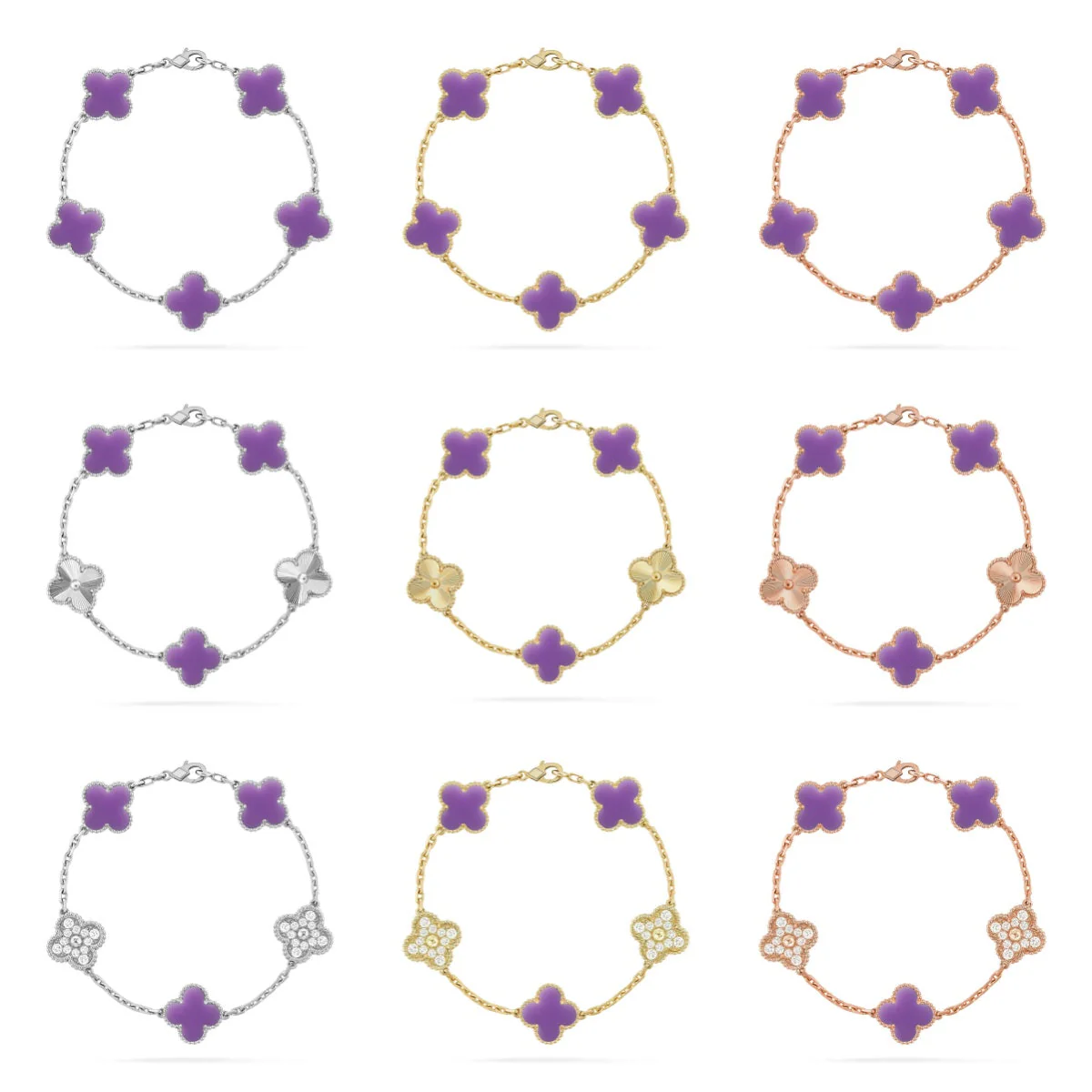 [Star Jewelry]CLOVER 5 MOTIF LIGHT PURPLE BRACELET COLLECTION