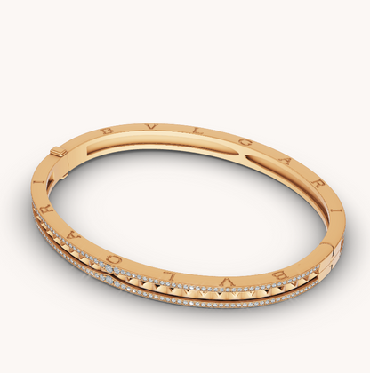 [Star Jewelry]ZERO 1 SPIRAL AND PAVED DIAMOND GOLD BRACELET
