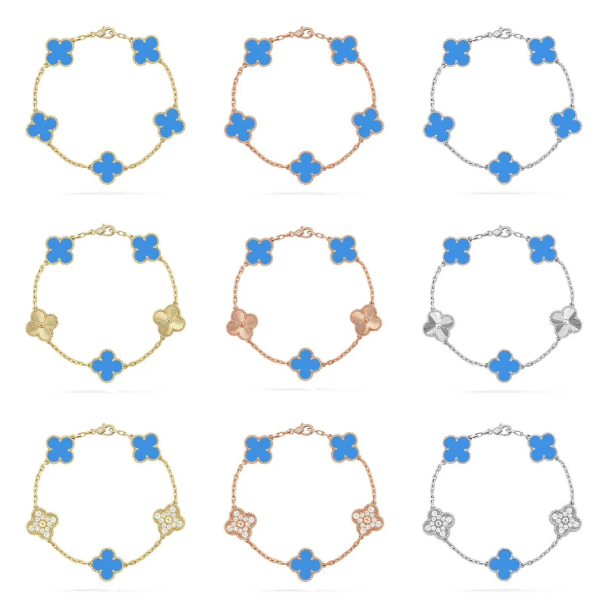 [Star Jewelry] CLOVER 5 MOTIF BLUE AGATE BRACELET COLLECTION