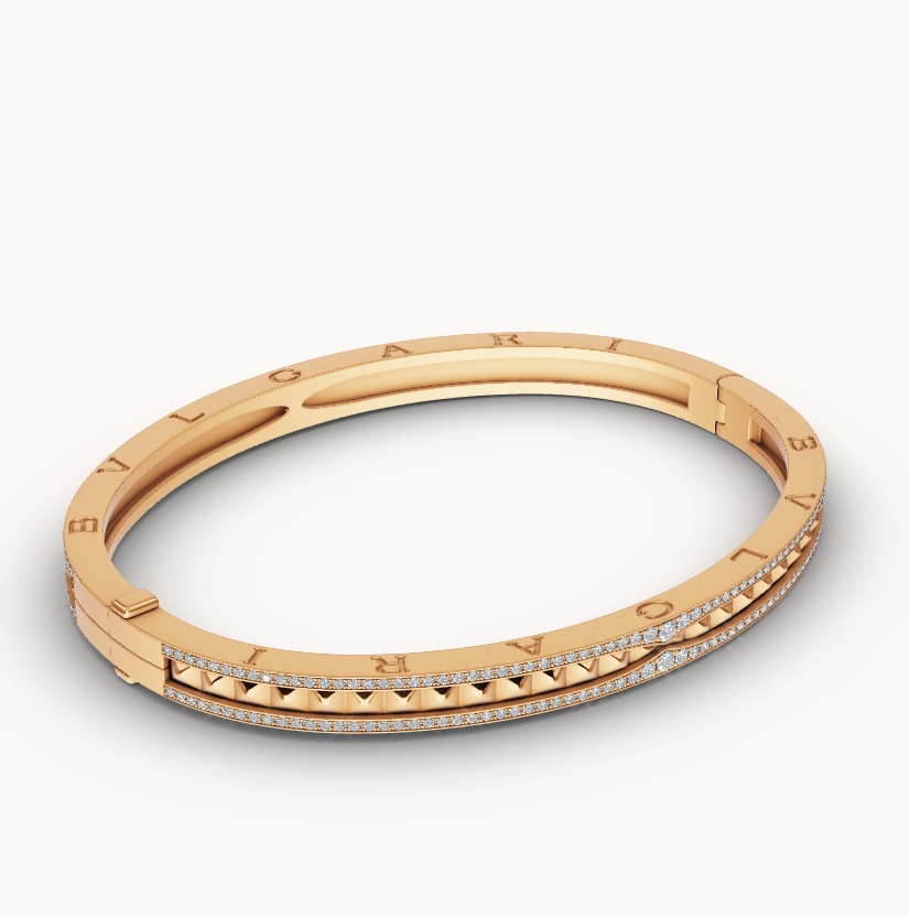 [Star Jewelry]ZERO 1 SPIRAL AND PAVED DIAMOND GOLD BRACELET