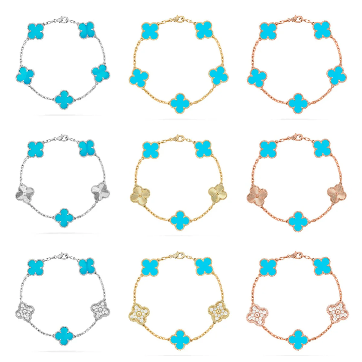 [Star Jewelry] CLOVER 5 MOTIF TURQUOISE BRACELET COLLECTION