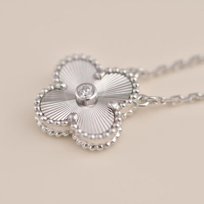 [Star Jewelry]CLOVER  15MM DIAMOND LASER NECKLACE SILVER
