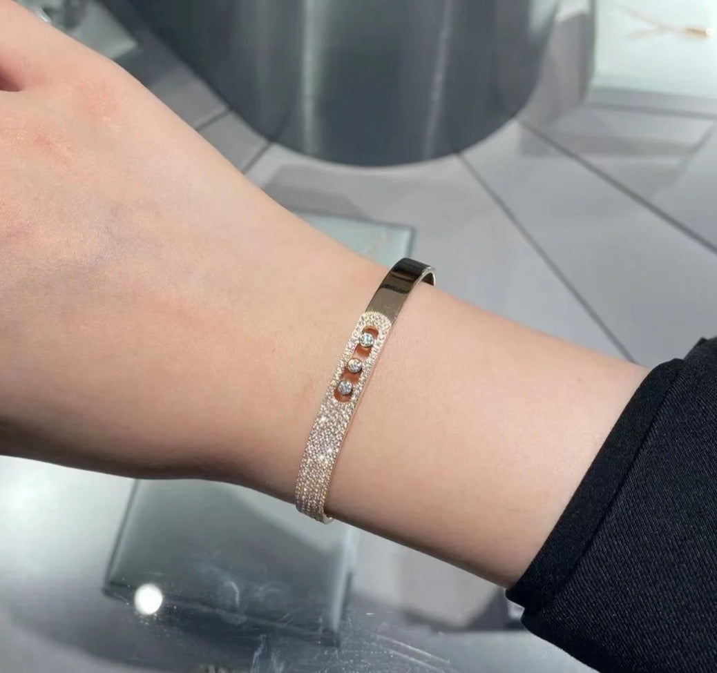 [Stars Jewelry]Move Noa Rose Gold Pavé Diamond Bangle Bracelet