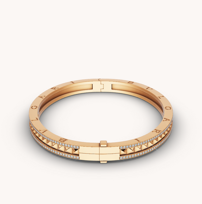 [Star Jewelry]ZERO 1 SPIRAL AND PAVED DIAMOND GOLD BRACELET