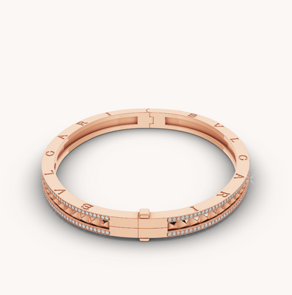 [Star Jewelry]ZERO 1 SPIRAL AND PAVED DIAMOND PINK GOLD BRACELET