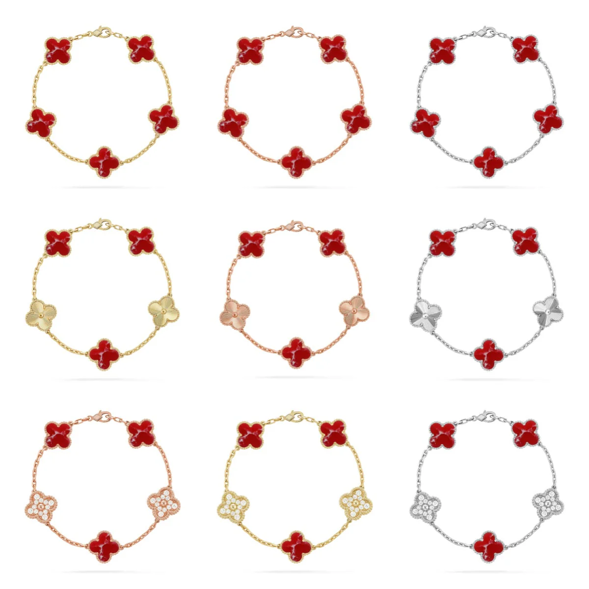 [Star Jewelry]CLOVER 5 MOTIF RED PATTERN BRACELET COLLECTION