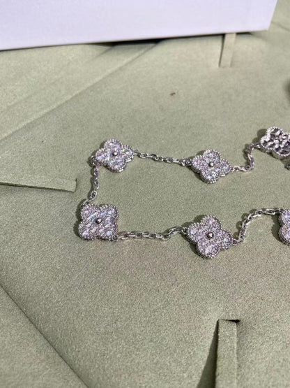 [Star Jewelry]CLOVER 10 MOTIFS  FULL DIAMOND NECKLACE