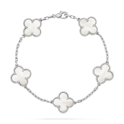[Star Jewelry]CLOVER WHITE PEARL MOP 5 MOTIF BRACELET COLLECTION