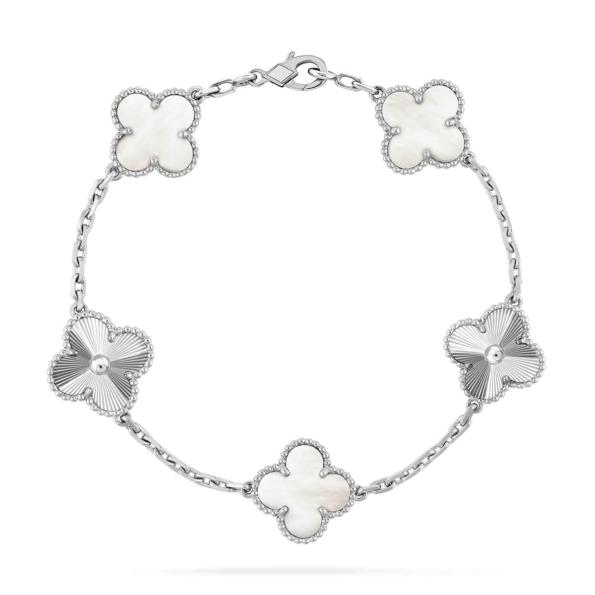[Star Jewelry]CLOVER WHITE PEARL MOP 5 MOTIF BRACELET COLLECTION