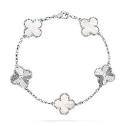 [Star Jewelry]CLOVER WHITE PEARL MOP 5 MOTIF BRACELET COLLECTION