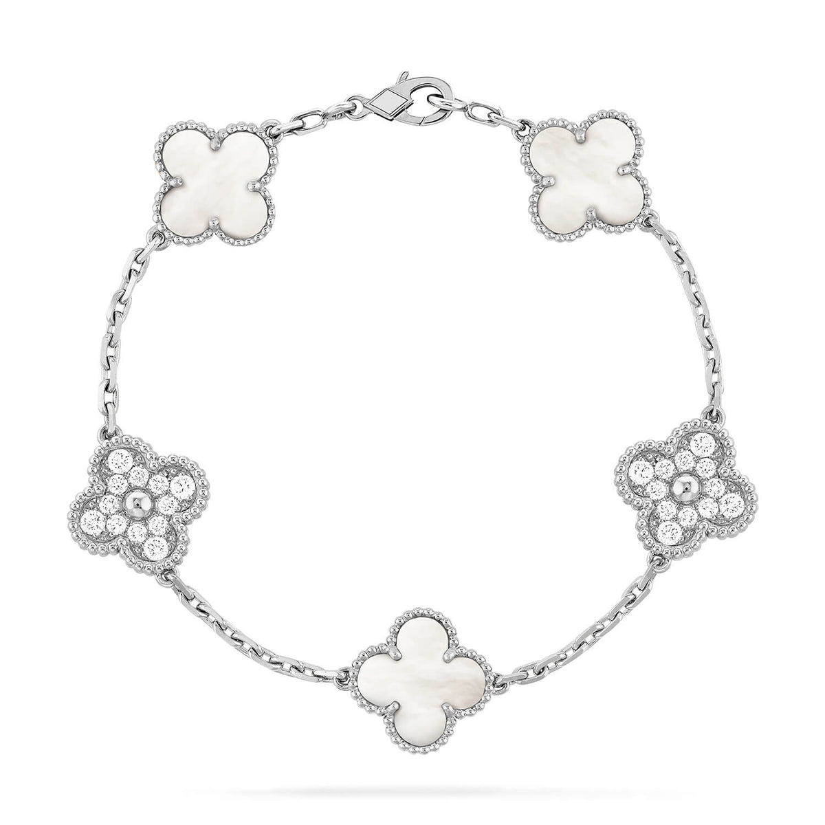 [Star Jewelry]CLOVER WHITE PEARL MOP 5 MOTIF BRACELET COLLECTION