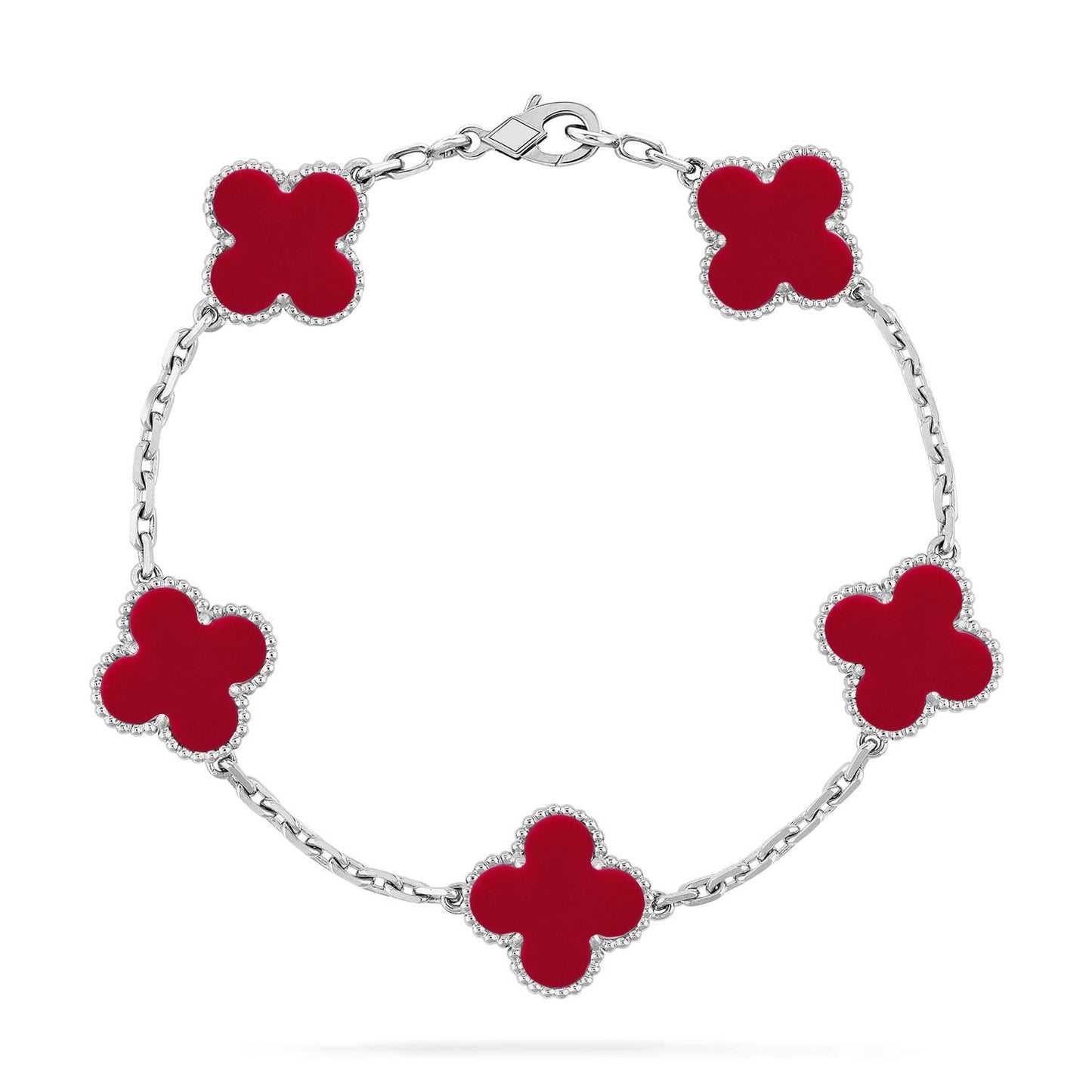 [Star Jewelry] CLOVER 5 MOTIF RED CORNELIAN BRACELET COLLECTION