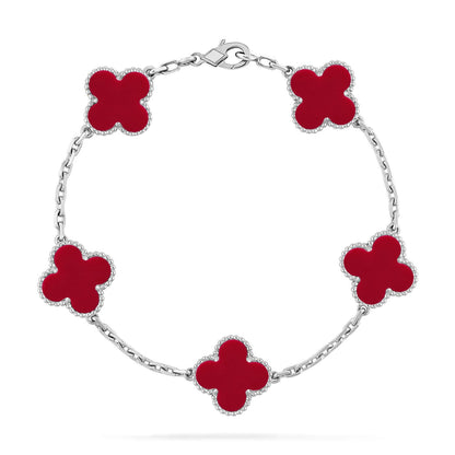 [Star Jewelry] CLOVER 5 MOTIF RED CORNELIAN BRACELET COLLECTION