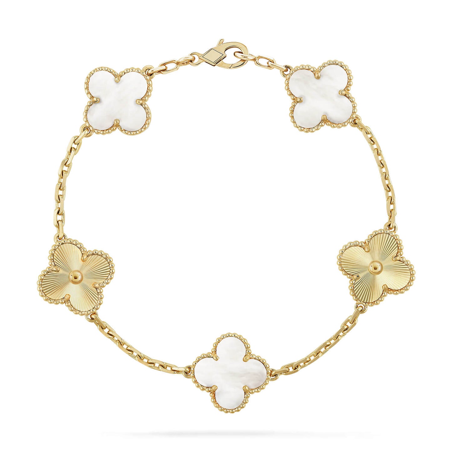 [Star Jewelry]CLOVER WHITE PEARL MOP 5 MOTIF BRACELET COLLECTION