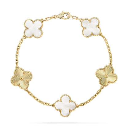 [Star Jewelry]CLOVER WHITE PEARL MOP 5 MOTIF BRACELET COLLECTION
