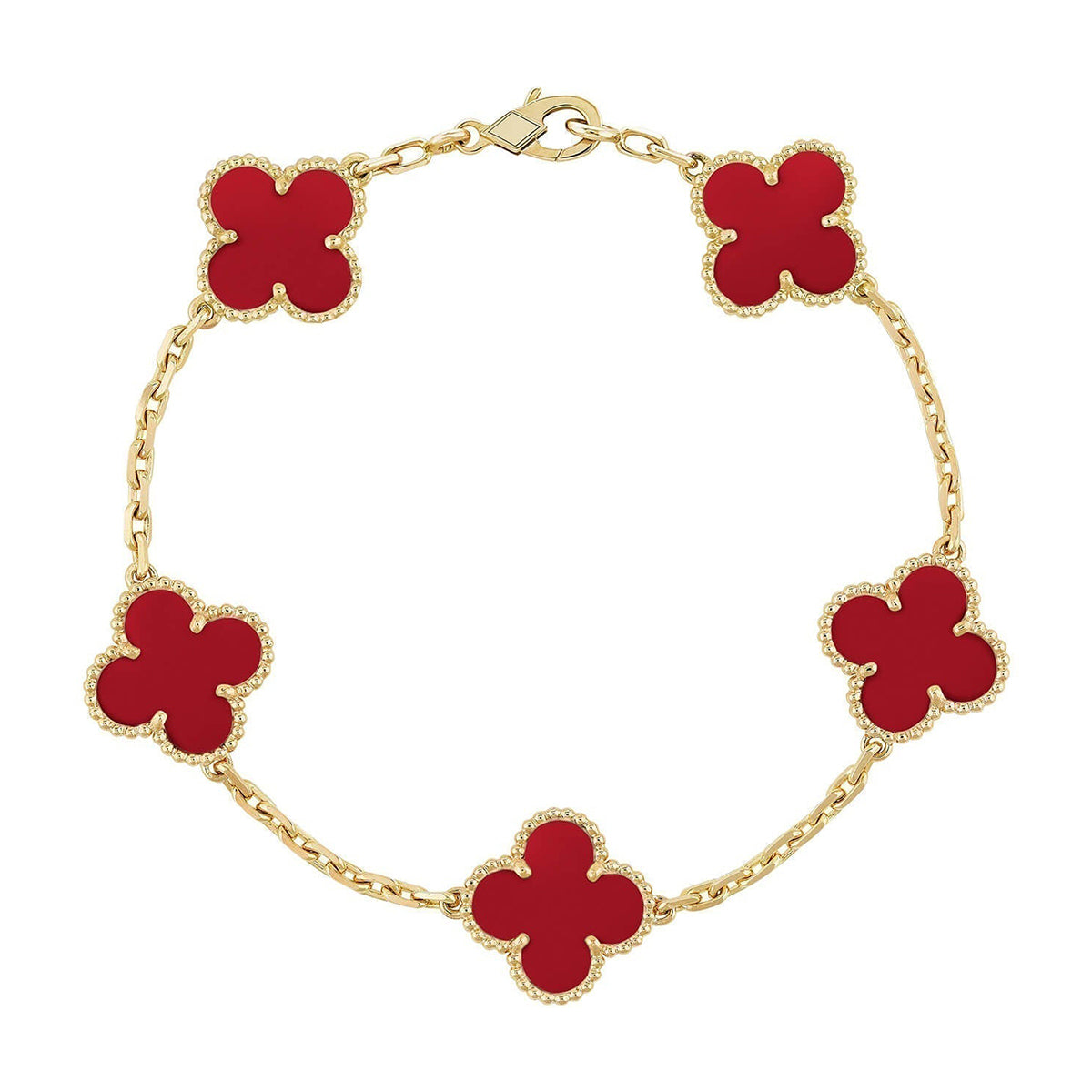 [Star Jewelry] CLOVER 5 MOTIF RED CORNELIAN BRACELET COLLECTION