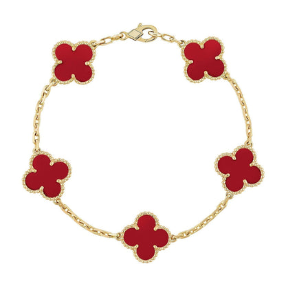 [Star Jewelry] CLOVER 5 MOTIF RED CORNELIAN BRACELET COLLECTION