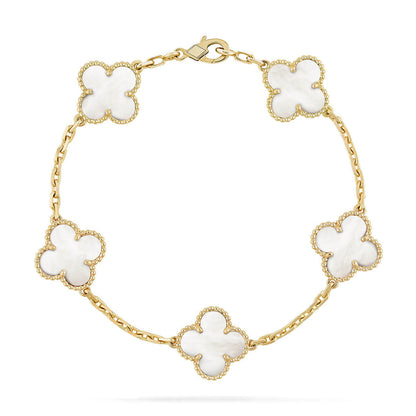 [Star Jewelry]CLOVER WHITE PEARL MOP 5 MOTIF BRACELET COLLECTION