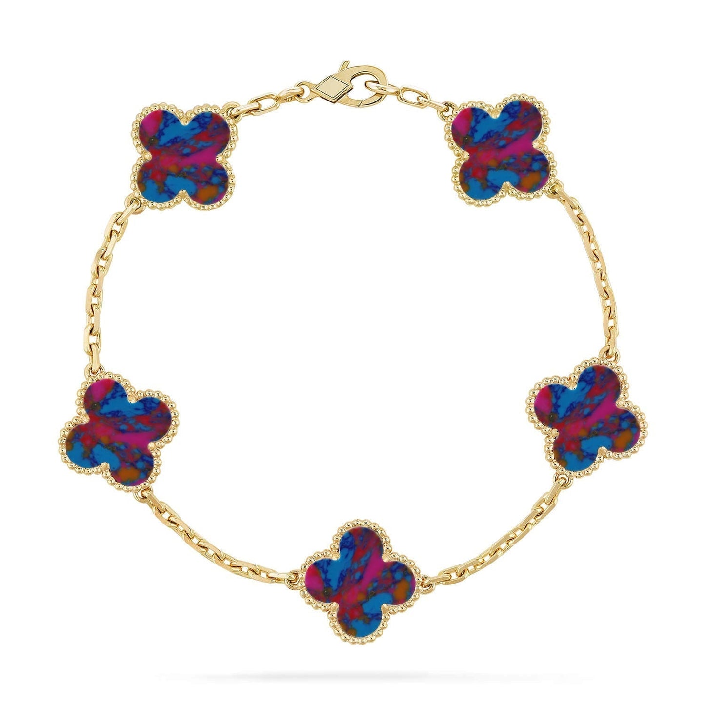 [Star Jewelry]CLOVER 5 MOTIF COLOR GEMSTONES BRACELET COLLECTION