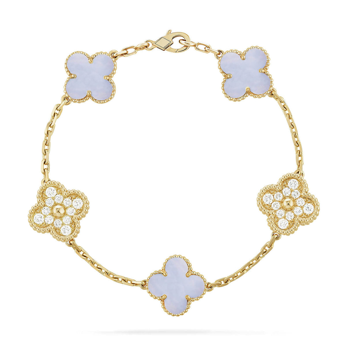 [Star Jewelry] CLOVER 5 MOTIF PURPLE CHALCEDONY BRACELET COLLECTION